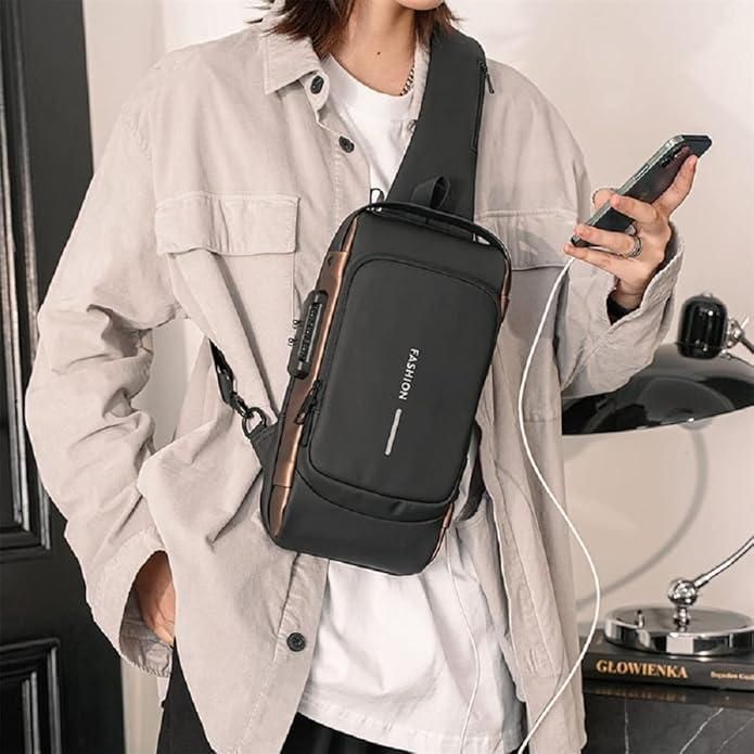 Anti-Theft Sling Bag with USB Charging Port for Men & Women