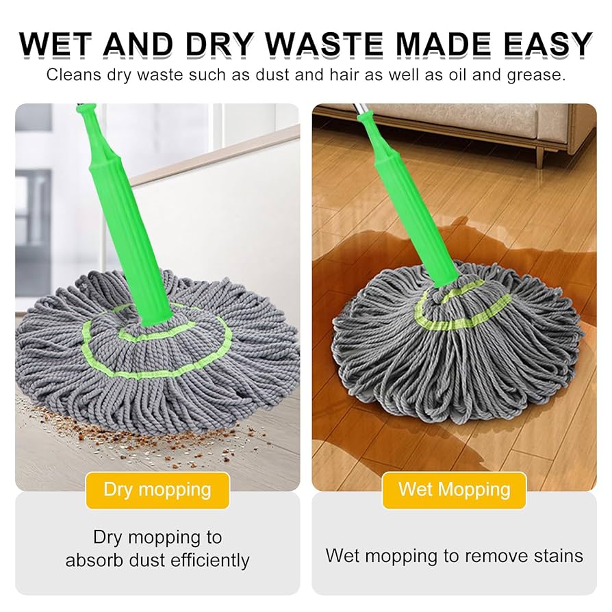 2-in-1 Self-Wringing Microfiber Mop — Wet & Dry, 360° Rotating